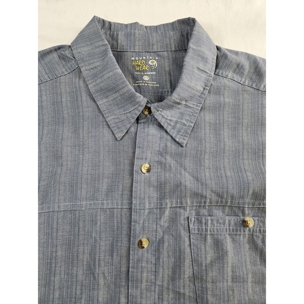 Mountain Hardwear Shirt Mens XL Blue Short Sleeve Button Lightweight Extra Large